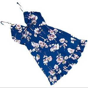 SUGARLIPS Navy & Pink Floral Print Mini Dress
